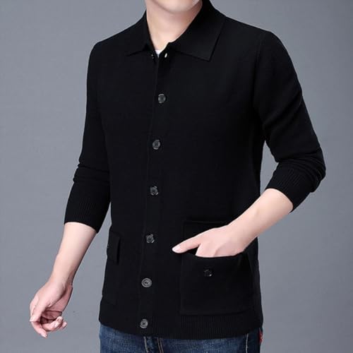 QZH.DUAO Men's Casual Long Sleeve Lapel Collar Buttons Down Knit Cardigan Sweaters with Pockets4