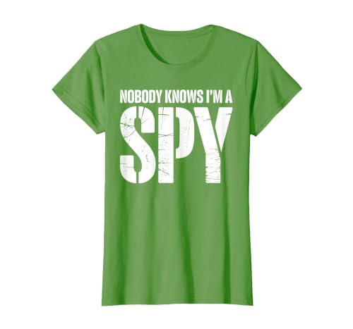 Funny Spy Design for Men Women Kids Secret Agent Costume T-Shirt, Women, Grass Green, Small