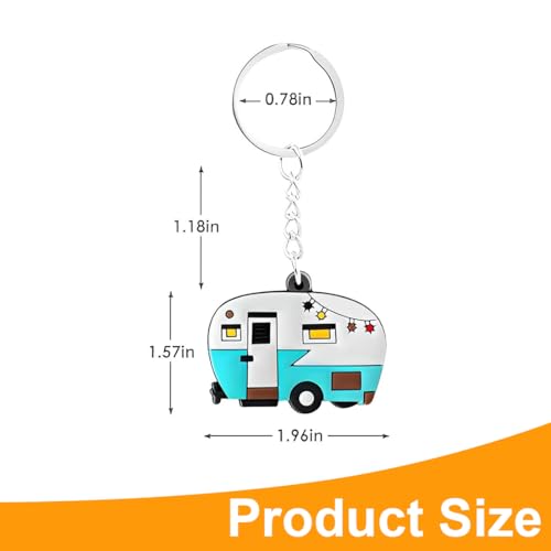 AOEVUIR 2 Pcs Schlüsselanhänger Wohnwagen Camper Schlüsselanhänger Wohnmobil Deko Retro Reiseanhänger Zubehör RV Campervan Geschenk Charm