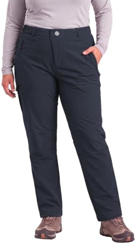 YOHOYOHA Plus Size Fleece Lined Winter Pants for Women with 4 Zipper Pockets 16W-26W Deep Bule 6XL