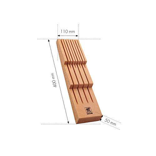 Zwilling Knife Holder for Drawers, Drawer Insert, for 8 Knives, 41 x 10.8 x 4.8 cm. – Wood.