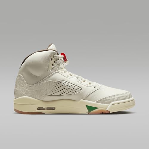 Air Jordan 5 Retro El Grito Men's Shoes (HF8833-100, Sail/Coconut Milk/Pine Green/Dark Pony) Size 103
