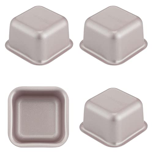 Chefmade Mini Brownie Cake Pan Set, 2.4-Inch 4Pcs Non-Stick Square Muffin Pan Blondie Bakeware For Oven And Instant Pot Baking (Champagne Gold) #TOP13