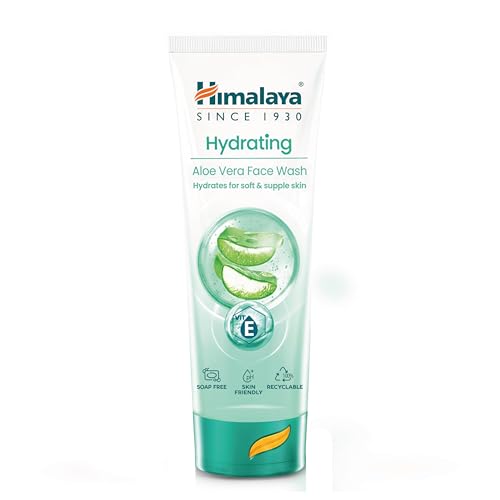 Himalaya Hydrating Aloe Vera Face Wash 100 ml | Aloe Vera & Vitamin E | Creamy Gentle Cleanser for Bouncy & Dewy Skin | Clinically Tested | Paraben Fr