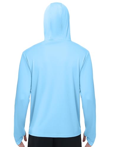 Image of FISHEAL Men's Performance Fishing Hoodie Shirt - UPF 50+ Sun Protection Long Sleeve Thumbholes Shirts with Neck Gaiter