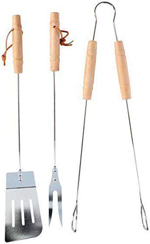 Bbq Collection Set De 3 Utensilios De Barbacoa De Acero Inoxidable 52Cm Pinza Tenedor Y Espátula En Oferta Bbq Tools - Herramientas Para Barbacoa - Espátula, Tenedor Y Pinzas Para Barbacoa - Mango De Madera