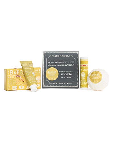 Barr Co Soap Shop Essentials Kit, Bath Bomb, Bar Soap, Lip Balm & Hand Cream (Lemon Verbena)