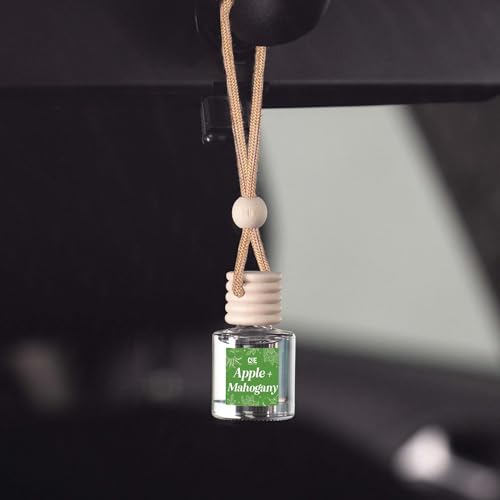 Image of C&E Craft Co Hanging Car Air Freshener Diffuser 2 Pack, Long Lasting Fragrance Oil Car Freshener, Glass Bottle Auto Air Freshener, Made in USA (Apple + Mahogany)