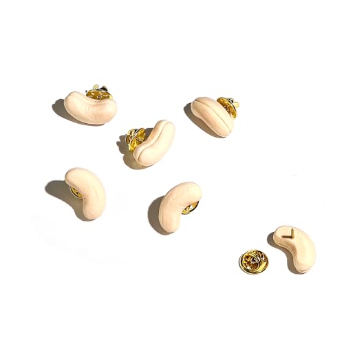 Image of Pingyongchang 6PCS Mini Simulation Food Brooch,Interesting Nut Brooch,Pistachio Peanut Melon Seed Brooch Badge Clothing Bag Accessories -Cashew nut