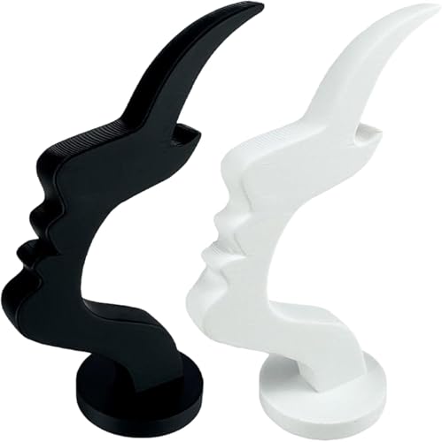 Generisch Abstract Face Design Brillenhalter & Sonnenbrillen-Regal - 3D-Druck künstlerische Dekoration für Home Office, Brillenorganizer für Männer und Frauen (2er-Pack) (Schwarz, Weiß)