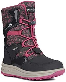 Geox Girls' Roby Warm Lined T Boots LACE, Grey/Fuchs, Snow, 34 M EU