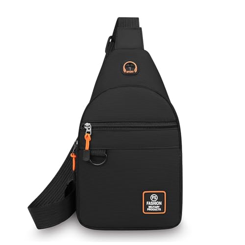 FOSDICK Mochila Bandolera Hombre, Bolsa Bandolera Hombre Negro, Bolsa Pecho Hombres Pequeña, Bolsos de Hombro con Correa Ajustable Impermeable Casual, para Viajar, Correr, Ciclismo