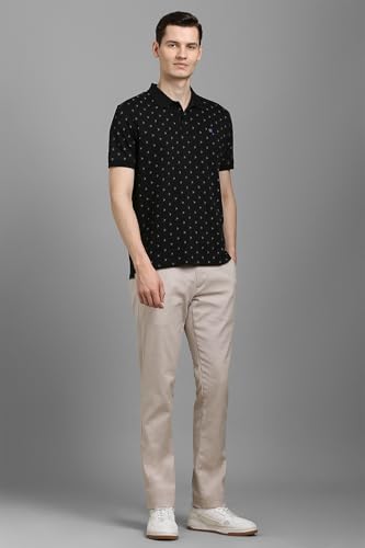Image of Louis Philippe Men's Regular Fit Light Weight & Breathable Classic Sophisticated Texture Print Half Sleeve Cotton Polo Tshirt