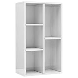 vidaxl libreria/credenza scaffali versatile decorativa mobiletto arredo casa mensole a giorno espositore bianco lucido 50x25x80 cm in truciolato