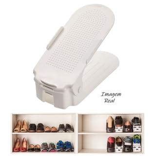 Kit 20 Organizadores de sapatos, saltos e tênis com regulagem de altura - Branco