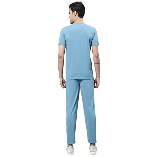 Image of Mack Jonney Cotton Solid Co-ord Set Tracksuit For Men (Pack of 2)-L.GRN T D13 BLU T D10 04-P