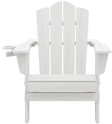 image for KINGYES Folding Adirondack Chair, HDPE All-Weather Patio Chairs with C