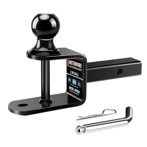 METOWARE ATV/UTV Trailer Hitch 3-in-1 Towing Ball Mount Fits 1-1/4 Inch Receiver with 2-Inch Ball Hitch Rated 3500 LBS Towing Hitch with 1/2 Clevis Pin