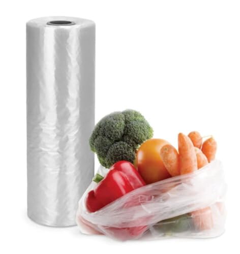 500 Polythene Bags on a Roll Fruit Vegetable Clear Plastic Butchers Counter Bags Size 9x14