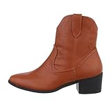  Ital Design Damenschuhe Stiefeletten Western- & Bikerboots, 9988-2-, Kunstleder, Camel, Gr. 39
