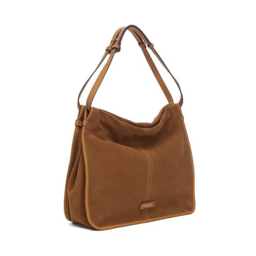 Sac à bandoulière en cognac Serraje marron : l'élégance du cuir suédé