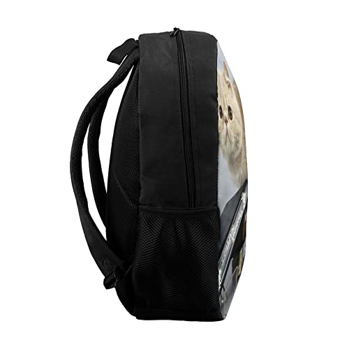 Sac d'école pour enfants 17 pouces avec imprimé chat 3D