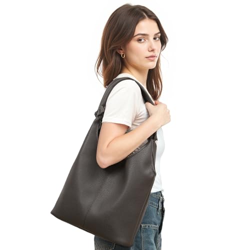 Image of Vegan Leather Hobo Purses set, Slouchy Shoulder Bag Knotted Hobo Bags for Women with a small Purse and Clutch Handbag