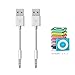 Amicable USB Date Cable Replacement for iPod Shuffle Charger Cable,(2-Pack) 3.5mm Jack/Plug to USB Power Charger Sync Data Transfer Cable for iPod Shuffle 3rd 4th 5th /6/7 Gen MP3