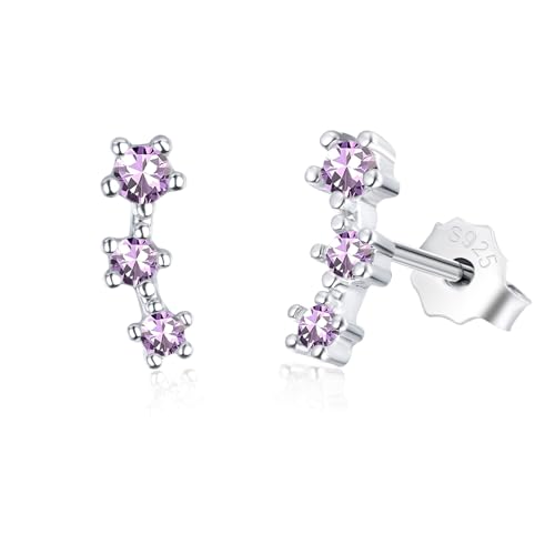Pendientes de plata 925 con tres piedras de circonita ideales para regalar
