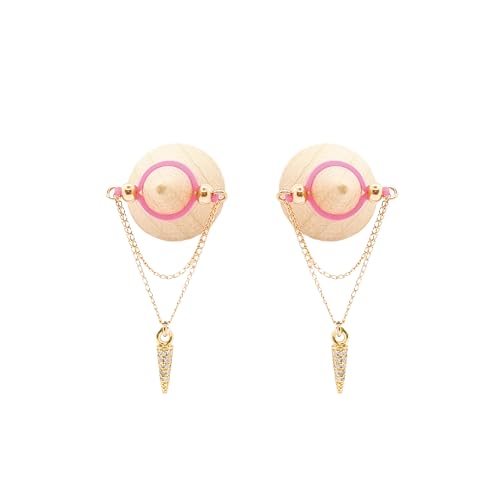Falsche Nippelringe mit Ketten – Piercingfreier Nippelschmuck – Intimer Schmuck – Sexy Schmuck (White)
