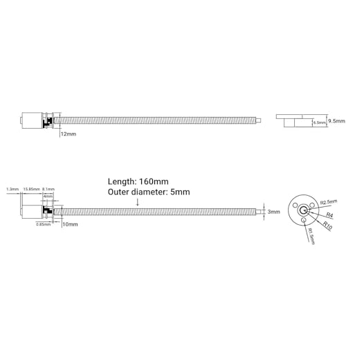 DC-Getriebemotor T5 x 160 mm N20 Gewindereduzierungsmotor mit Langer Abtriebswelle und großem Getriebemoment für elektronische Schlösser (DC6V 60RPM)