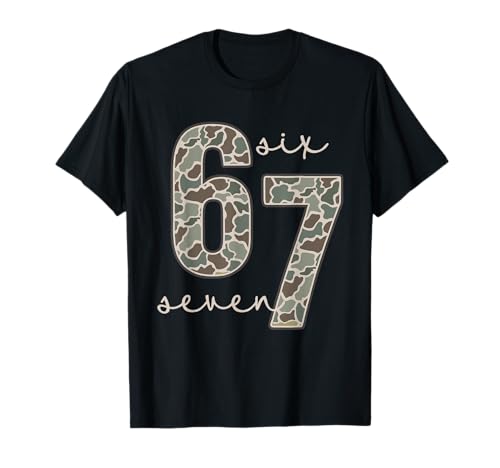 Retro Old Camo 67 Six Seven Funny Meme Gen Alpha Slang T-Shirt