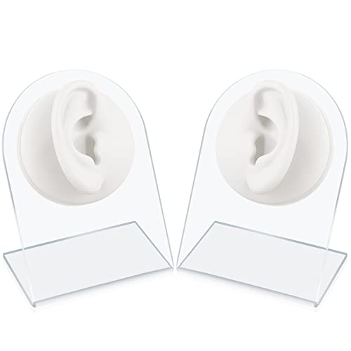 Cindeer 2 Pcs Silicone Ear Display with Stand for Earrings, White