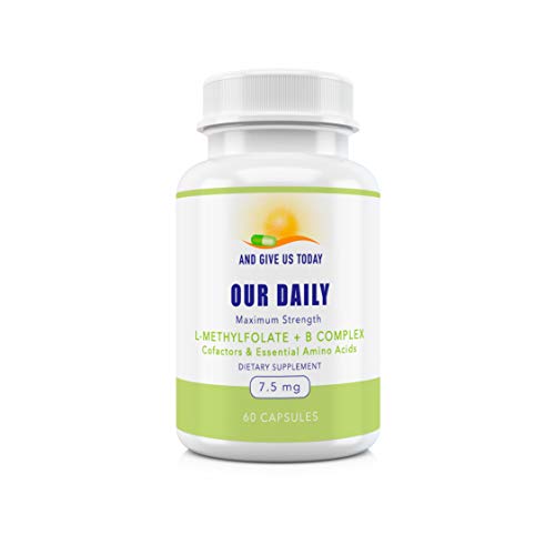 Our Daily Vites L-Methylfolate 7.5 mg + B Complex Cofactors & Essential Amino Acids - Active Folate, Methylated B12 methylcobalamin, B6 and Glycine for Brain, Heart & Fetal Health, 60 Count