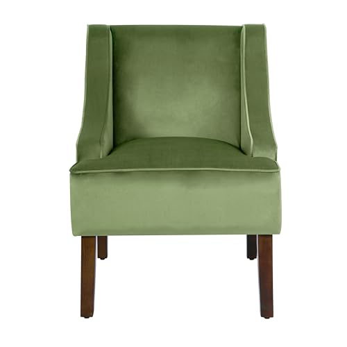Image of HomePop Velvet Swoop Arm Accent Chair - Green Velvet