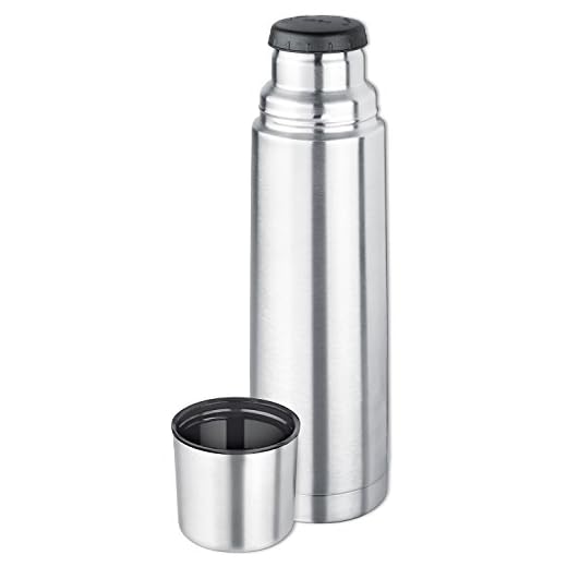 Isosteel VA-9556 Vakuum-Isolierflasche 0.75 L aus 18/8 Edelstahl mit Schraubverschluss und Trinkbecher