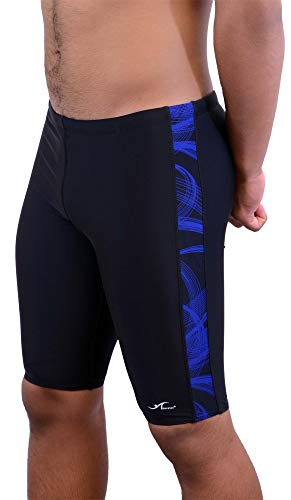 Adoretex Men's Stellar Spirals Jammer Swimsuit (MJ008) - Black/Blue - 36