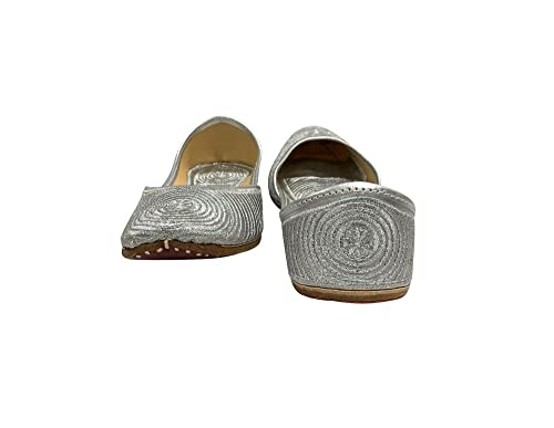 Stop N Style Ladies Silver Zari Work Mojari Punjabi Jutti Handmade Khussa Bridal Silver Jutti #TOP3