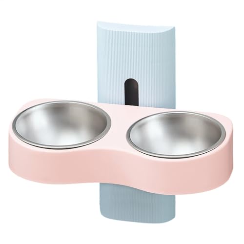 Removable Dog Bowls, Height Adjustable Pet Bowls, Elevated Dog Food Bowl, Multipurpose Pet Feeding, Stainless Steel 32.5x20x31 C