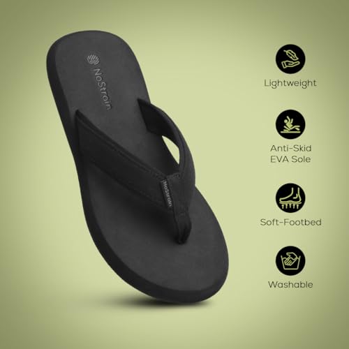 Image of NoStrain Men's Canvas Slippers, Flip Flops & Chappal - Angular Fit