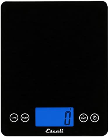 Escali 2210IB ArtiXL Extra-Large Glass Digital LCD Display Kitchen Scale, Measures Liquid and Dry Ingredients, Tare Function, 22lb Capacity, Black