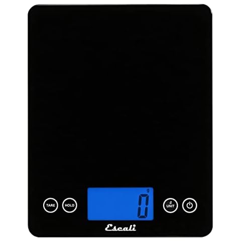 Escali 2210IB ArtiXL Extra-Large Glass Digital LCD Display Kitchen Scale, Measures Liquid and Dry Ingredients, Tare Function, 22lb Capacity, Black Cover