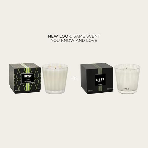 NEST New York Scented 3-Wick Candle, Bamboo - 21.2 oz - Up to 100-Hour Burn Time - Reusable Glass Vessel