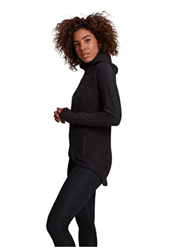 Urban Classics Damen Polar Fleece Zip Hoody – Regular Fit Kapuzenjacke im warmen Fleece Style mit Reißverschluss für Freizeit, Alltag & Streetwear,Schwarz,L