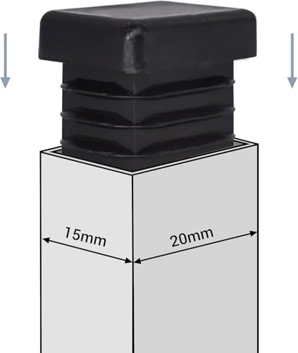 Image of (Pack of 10) Rectangular Plastic Plugs 19 /32 inch x 25 /32 inch (15 x 20 mm), Matt Tube Inserts, Fence Post Caps, Jet Black RAL 9005