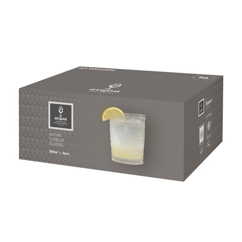 Argon Tableware Amore 12-Piece Glassware Collection - 6 Highball Glasses 350ml & 6 Tumblers 300ml - Elegant Sunflower Design Drinkware for Water, Juice, Whiskey, Cocktails, Dining, Bars & Gatherings - Image 7