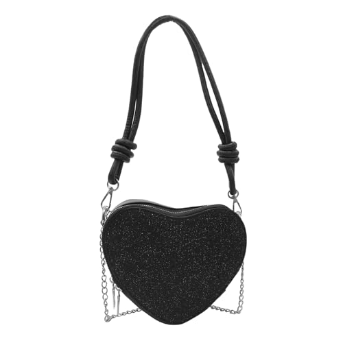 Pamayaneen Heart Shape Hobo Purse for Girls Women Rhinestone Leather Crossbody Bag Shoulder Bag Fashion Heart Shape Tote Bag