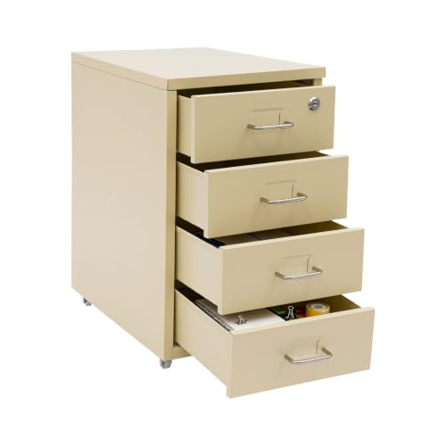 Image of 4 Drawer File Cabinet with Lock Steel Mobile Filing Cabinet for Office Home