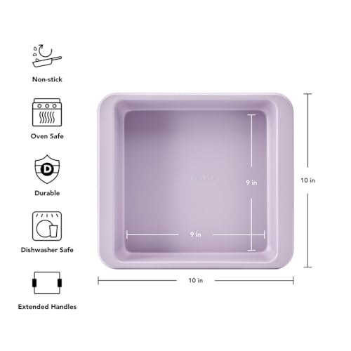 Image of KitchenAid 9-In Nonstick Aluminized Steel Square Cake Pan, Dishwasher Safe, Wildflower