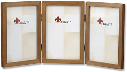 Lawrence Frames 766046T Nutmeg Wood Hinged Triple Picture Frame, 4 by 6-Inch